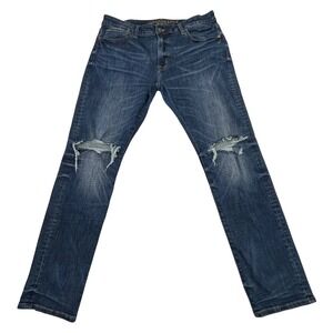 American Eagle Next Level Flex Straight Jeans Mens 36x32 Blue Denim Distressed